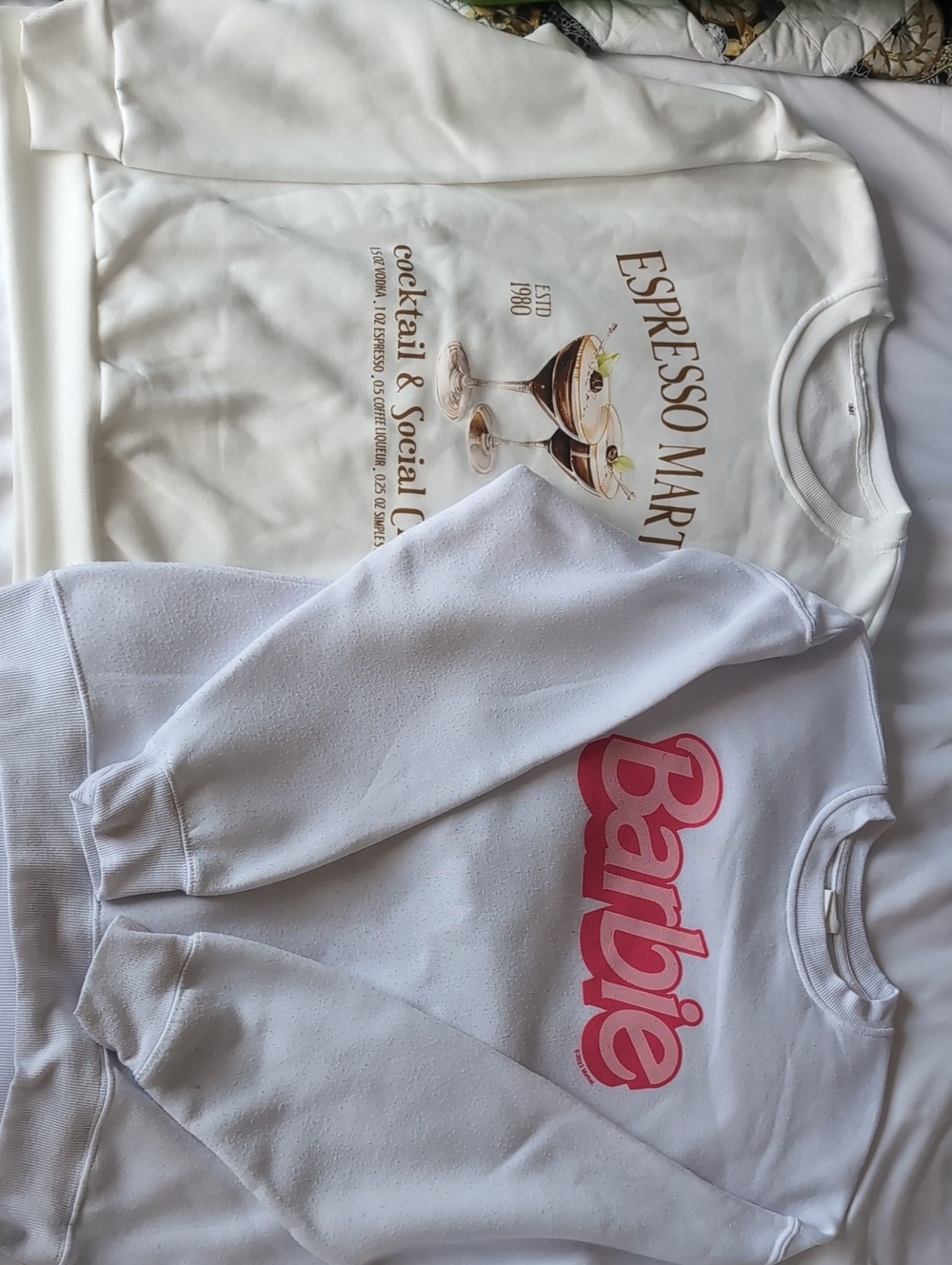 Streetwear Society White Sweatshirts 2 Pack with Barbie and Espresso Graphic